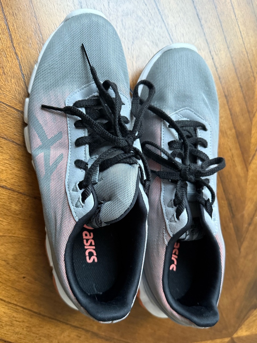 Asics Gray and Pink Mesh Running Shoes
